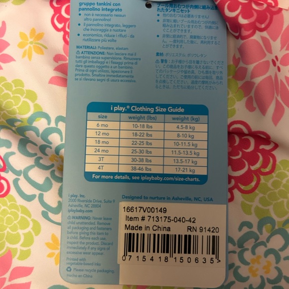 iPlay White Zinnia 2-Piece Tankini Set with Snap Swim Diaper- 6 Months NWT - Picture 10 of 11